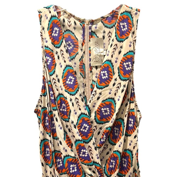 Rory Beca Silk Tribal Aztec Printed Wrap Front Draped Romper - L - Picture 3 of 12